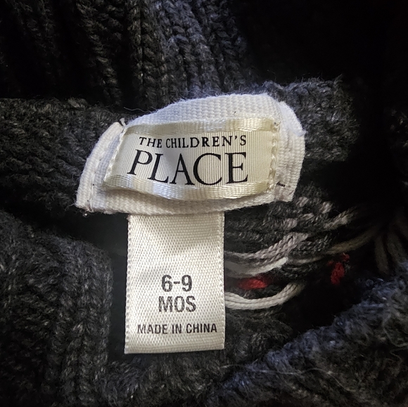 The Children's Place Fair Isle Sweater Shawl Neck Snowflake Striped Knit 6-9mos - Picture 3 of 6
